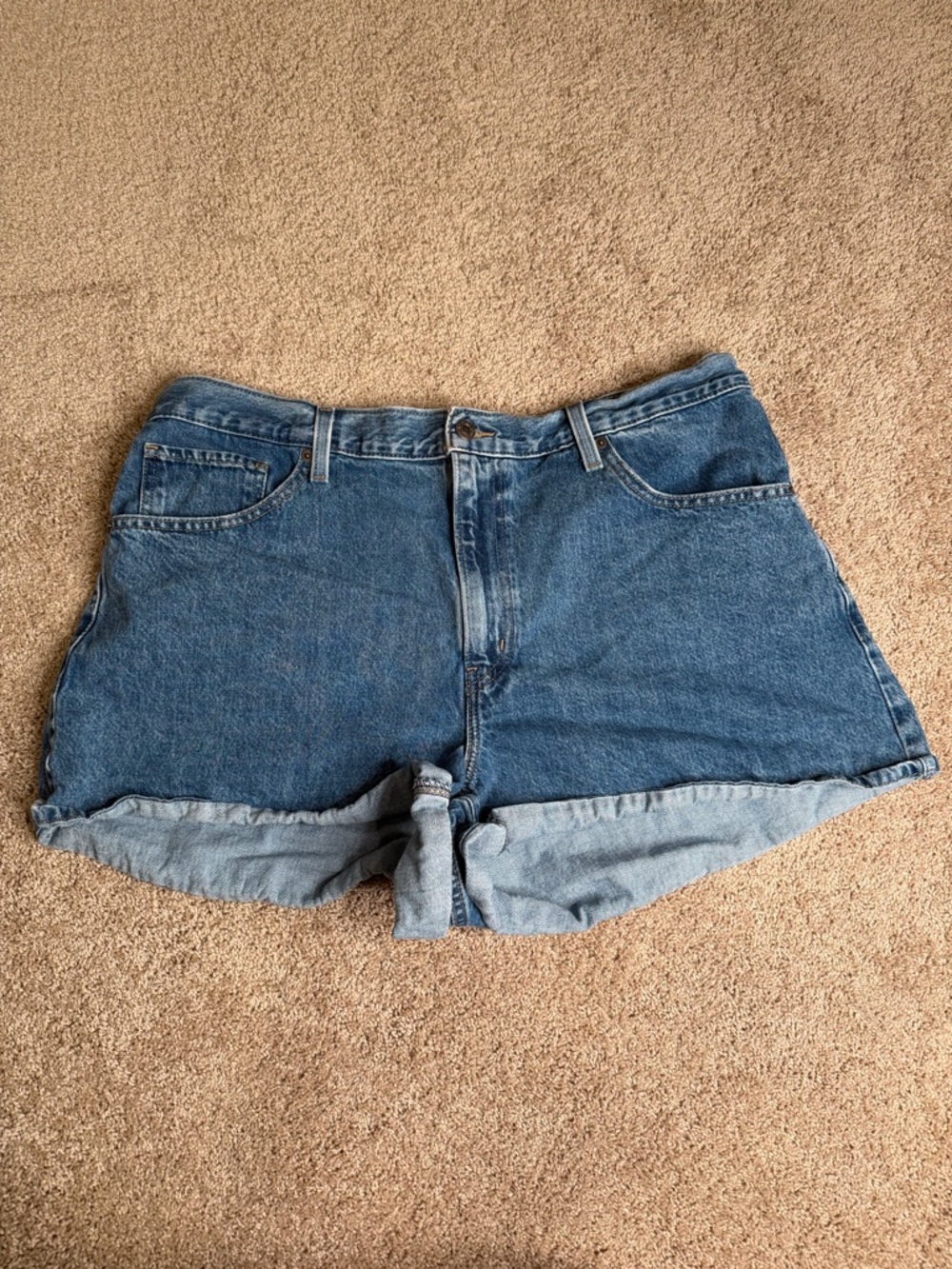 Levi's Blue Denim High-Waist Rolled Cuff Women's Shorts
